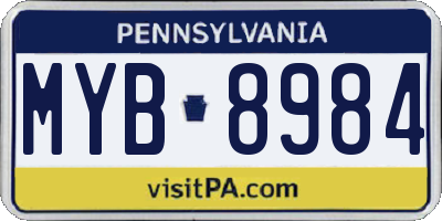 PA license plate MYB8984