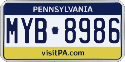 PA license plate MYB8986