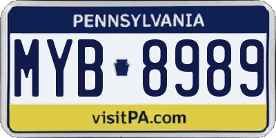 PA license plate MYB8989