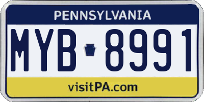PA license plate MYB8991