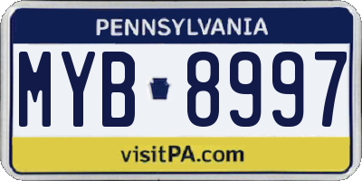 PA license plate MYB8997