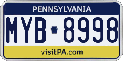 PA license plate MYB8998