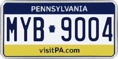 PA license plate MYB9004