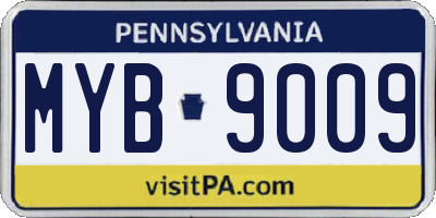 PA license plate MYB9009