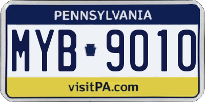 PA license plate MYB9010