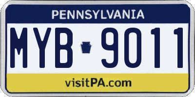 PA license plate MYB9011