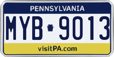 PA license plate MYB9013