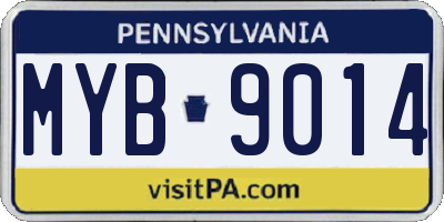 PA license plate MYB9014