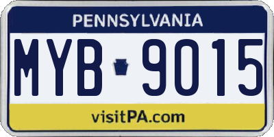 PA license plate MYB9015