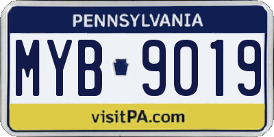 PA license plate MYB9019