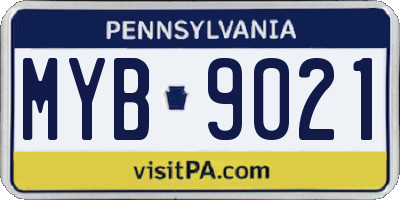 PA license plate MYB9021