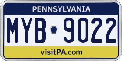 PA license plate MYB9022