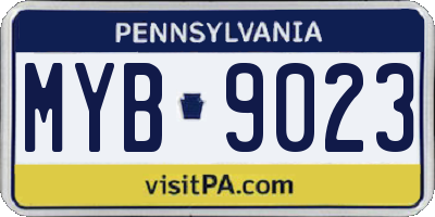 PA license plate MYB9023