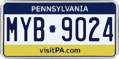 PA license plate MYB9024