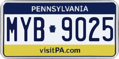 PA license plate MYB9025