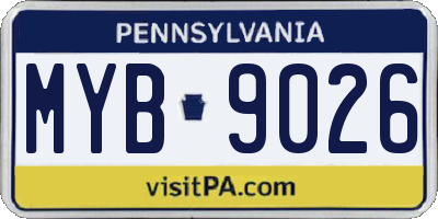 PA license plate MYB9026