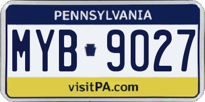 PA license plate MYB9027