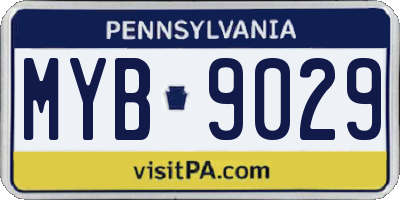 PA license plate MYB9029
