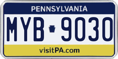 PA license plate MYB9030