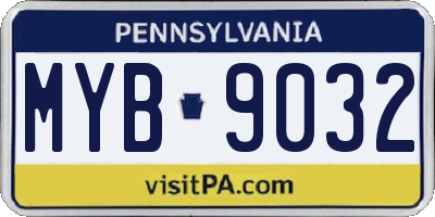 PA license plate MYB9032