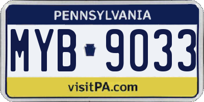 PA license plate MYB9033