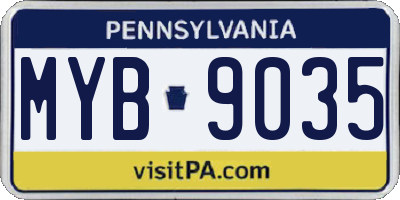PA license plate MYB9035