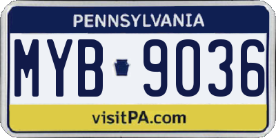 PA license plate MYB9036