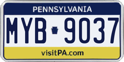 PA license plate MYB9037