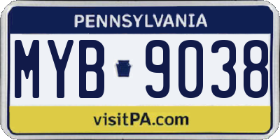 PA license plate MYB9038