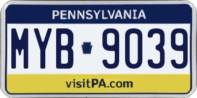 PA license plate MYB9039