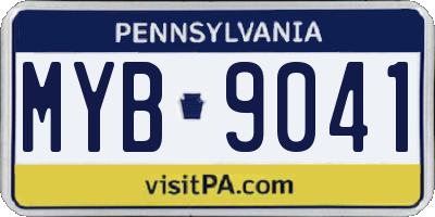 PA license plate MYB9041