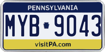 PA license plate MYB9043
