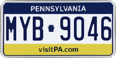 PA license plate MYB9046