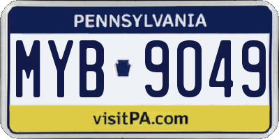 PA license plate MYB9049