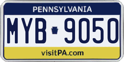 PA license plate MYB9050