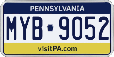 PA license plate MYB9052