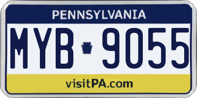 PA license plate MYB9055