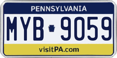 PA license plate MYB9059