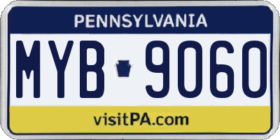 PA license plate MYB9060