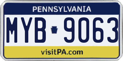 PA license plate MYB9063