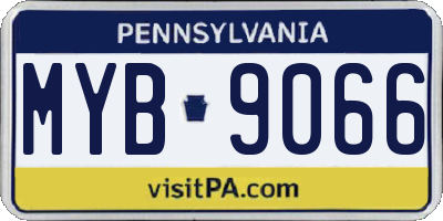 PA license plate MYB9066