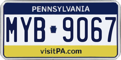 PA license plate MYB9067