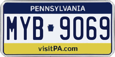 PA license plate MYB9069