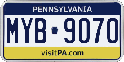 PA license plate MYB9070