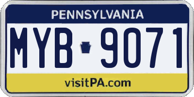 PA license plate MYB9071