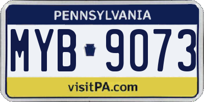 PA license plate MYB9073