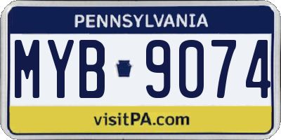 PA license plate MYB9074