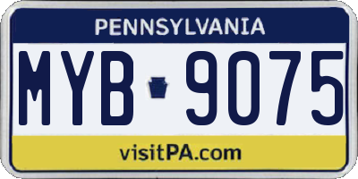 PA license plate MYB9075