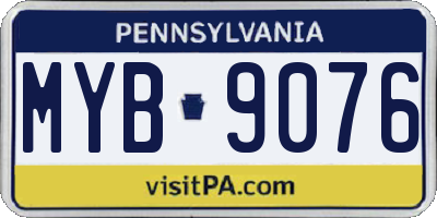 PA license plate MYB9076