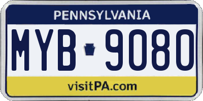 PA license plate MYB9080